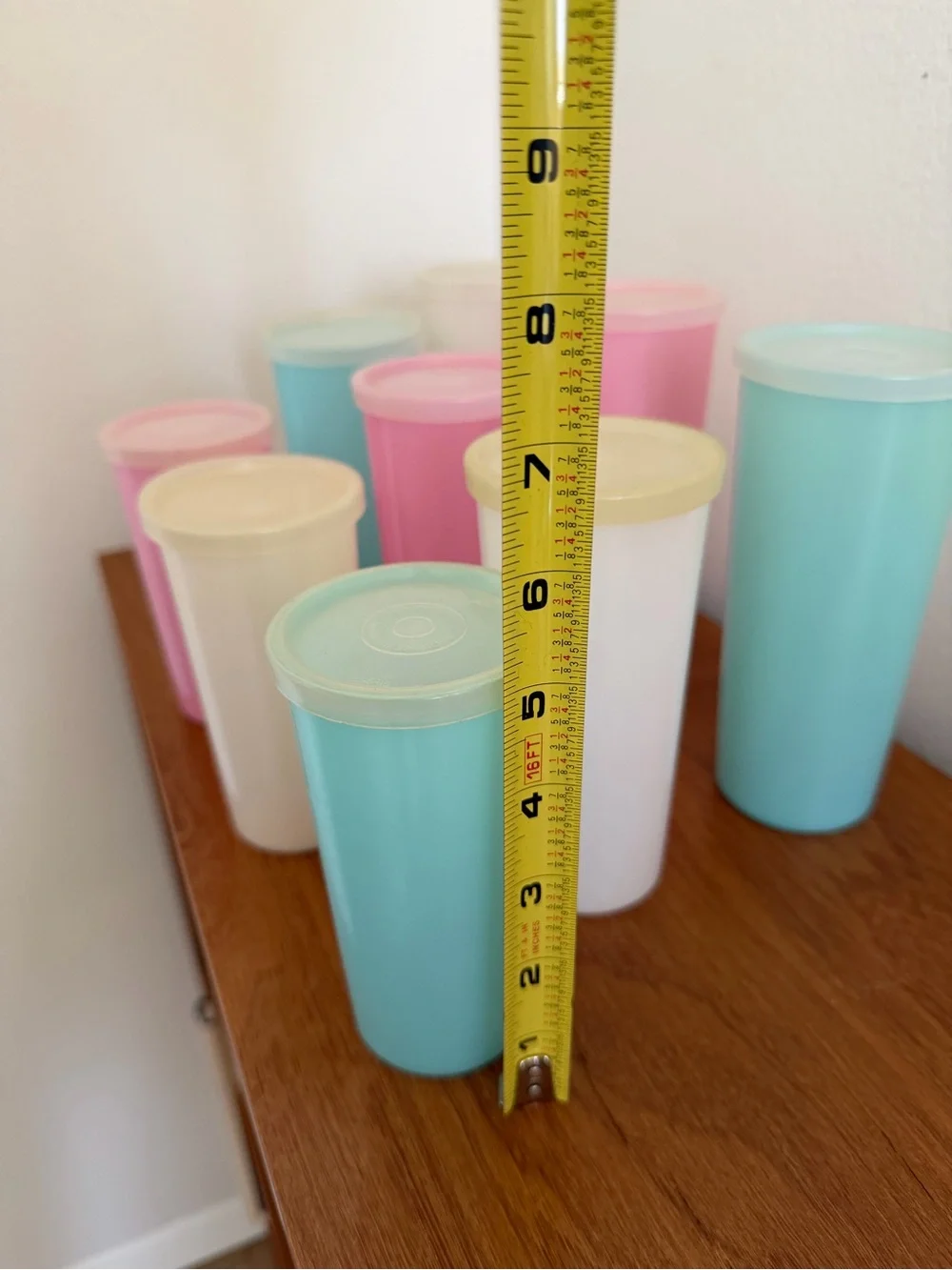 Set of Vintage Pastel Tupperware Pop-Top Containers - Pink, Blue, Cream